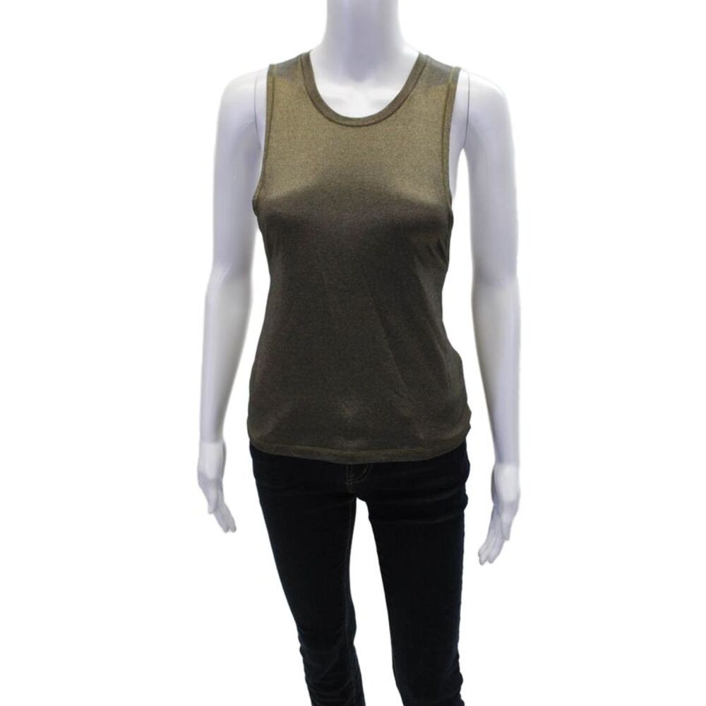 Lululemon Womens Printed Scoop Neck Sleeveless Tank Top Dark Gold Size S